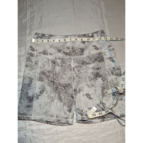 Omantic Women's Black And Gray Marble Print Biker Shorts Women's Size Medium - Picture 7 of 12